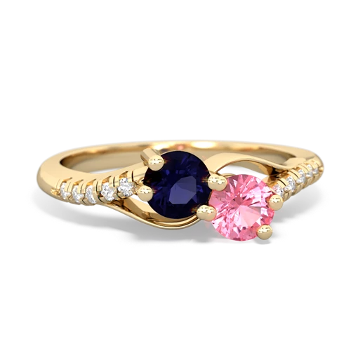 sapphire-pink sapphire two stone infinity ring