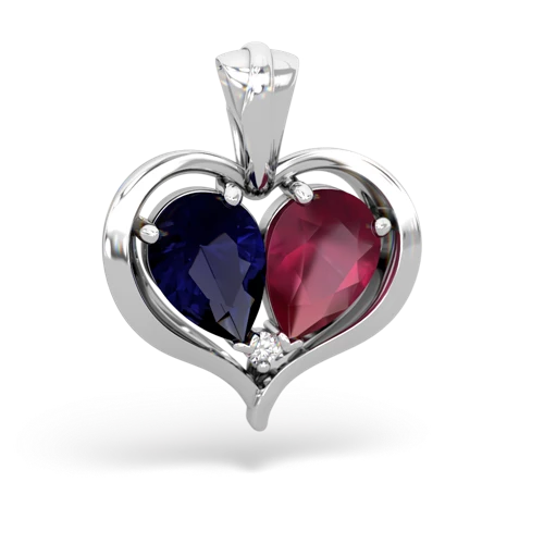 sapphire-ruby half heart whole pendant