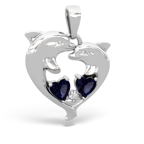 sapphire-sapphire dolphins pendant