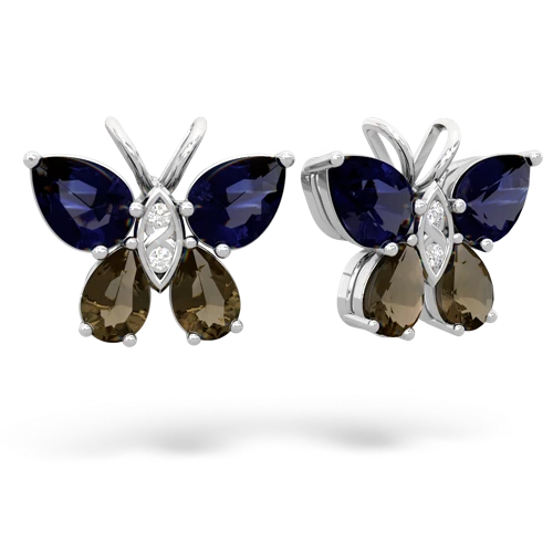 sapphire-smoky quartz butterfly earrings