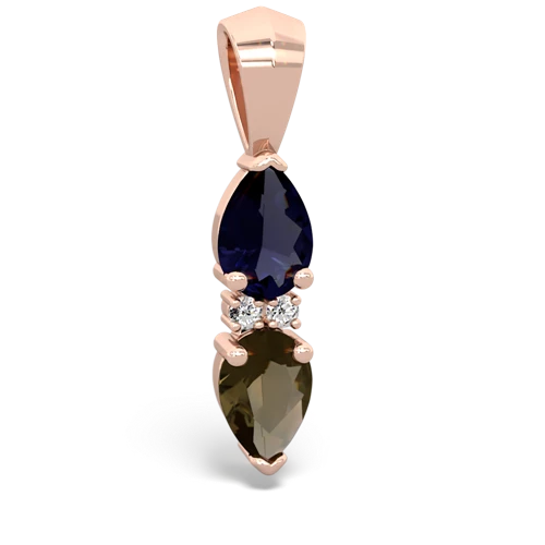 sapphire-smoky quartz bowtie pendant