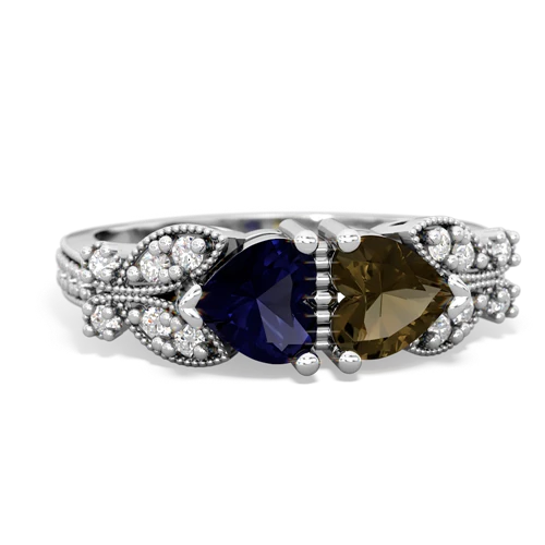 sapphire-smoky quartz keepsake butterfly ring