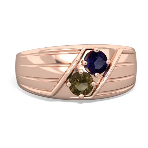 sapphire-smoky quartz mens ring