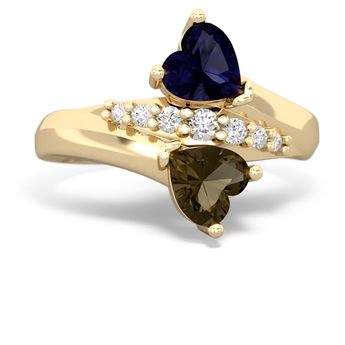 sapphire-smoky quartz modern ring