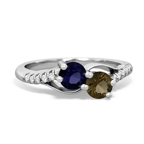 sapphire-smoky quartz two stone infinity ring