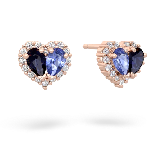 sapphire-tanzanite halo-heart earrings
