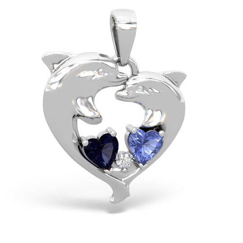 sapphire-tanzanite dolphins pendant