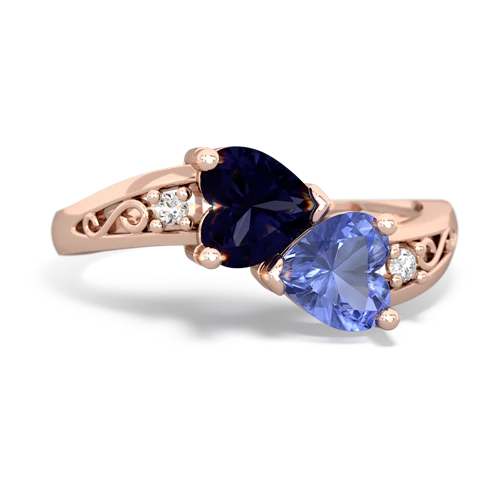 sapphire-tanzanite filligree ring