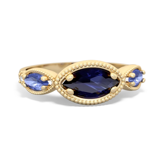 sapphire-tanzanite milgrain marquise ring