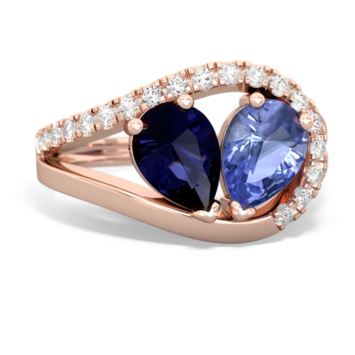 sapphire-tanzanite pave heart ring