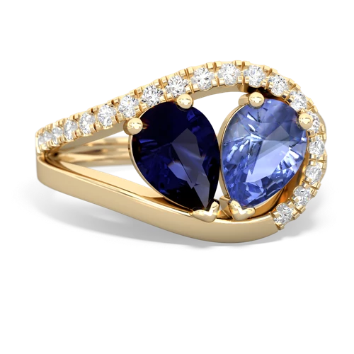 sapphire-tanzanite pave heart ring