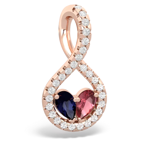 sapphire-tourmaline pave twist pendant