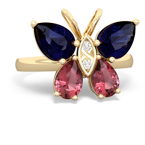 sapphire-tourmaline butterfly ring