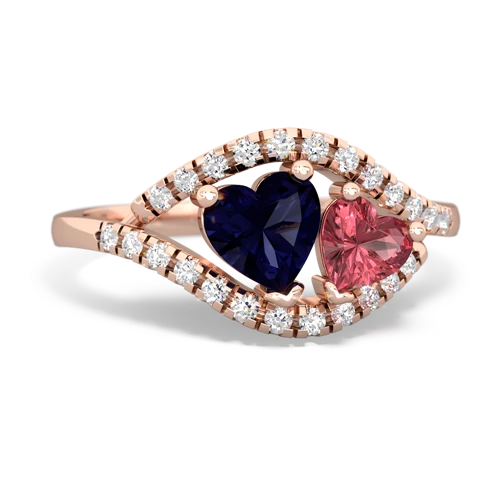 sapphire-tourmaline mother child ring