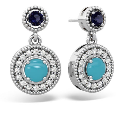 sapphire-turquoise halo earrings