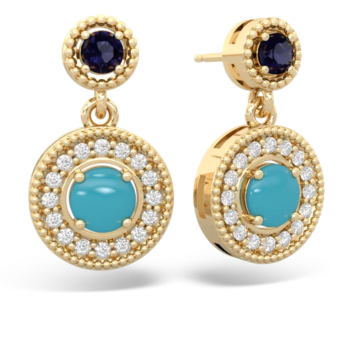 sapphire-turquoise halo earrings