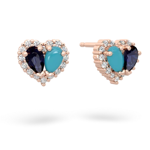 sapphire-turquoise halo-heart earrings