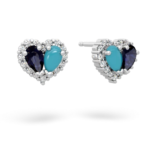 sapphire-turquoise halo-heart earrings