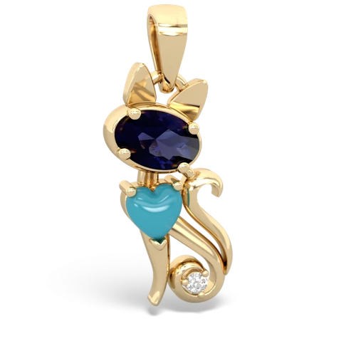 sapphire-turquoise kitten pendant