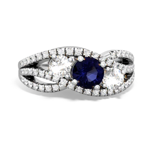 sapphire-white topaz three stone pave ring