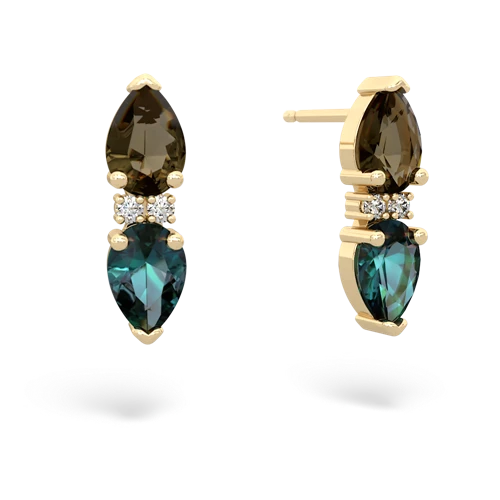 smoky quartz-alexandrite bowtie earrings