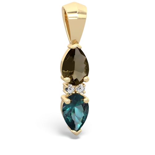 smoky quartz-alexandrite bowtie pendant