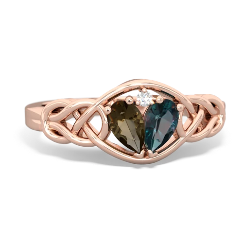 smoky quartz-alexandrite celtic knot ring