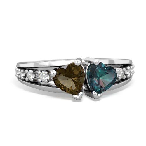 smoky quartz-alexandrite modern ring