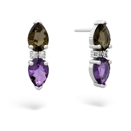 smoky quartz-amethyst bowtie earrings