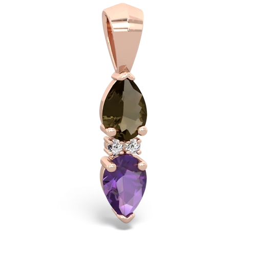 smoky quartz-amethyst bowtie pendant