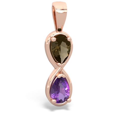 smoky quartz-amethyst infinity pendant