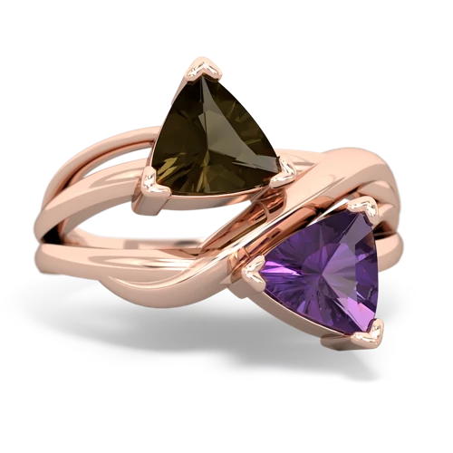 smoky quartz-amethyst filligree ring