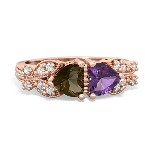 smoky quartz-amethyst keepsake butterfly ring