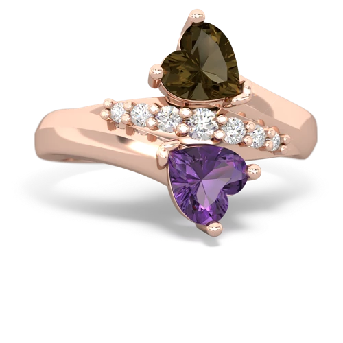 smoky quartz-amethyst modern ring