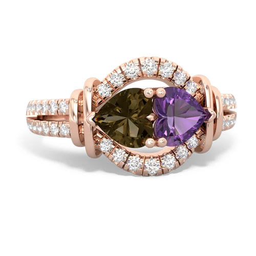 smoky quartz-amethyst pave keepsake ring