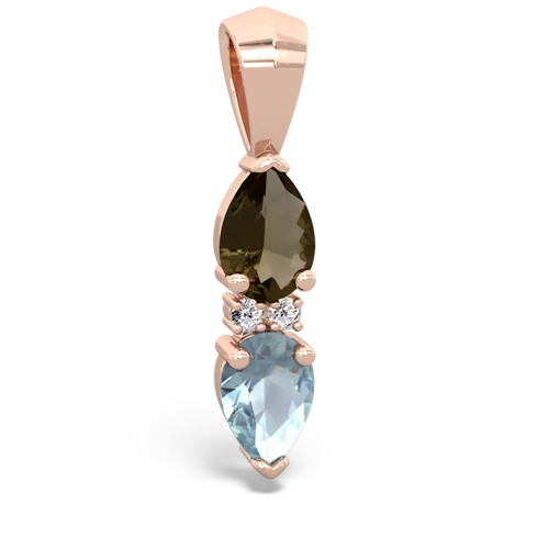 smoky quartz-aquamarine bowtie pendant