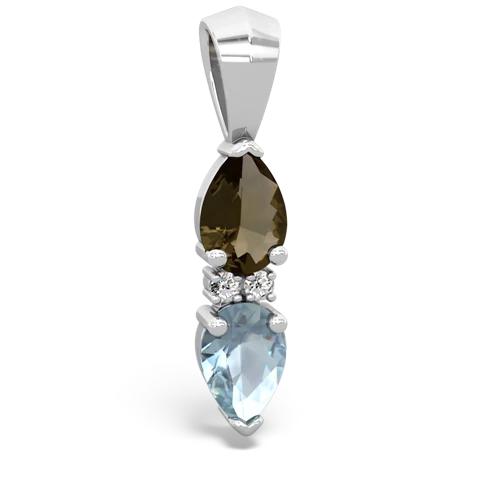 smoky quartz-aquamarine bowtie pendant