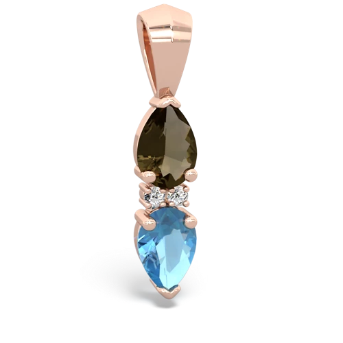 smoky quartz-blue topaz bowtie pendant