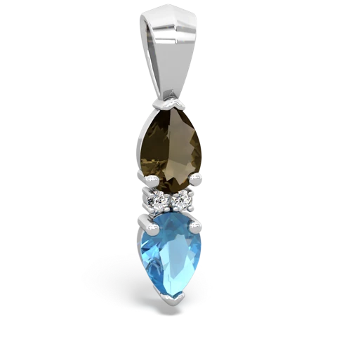 smoky quartz-blue topaz bowtie pendant