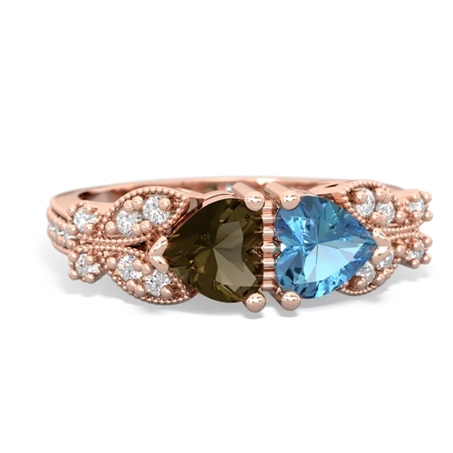 smoky quartz-blue topaz keepsake butterfly ring