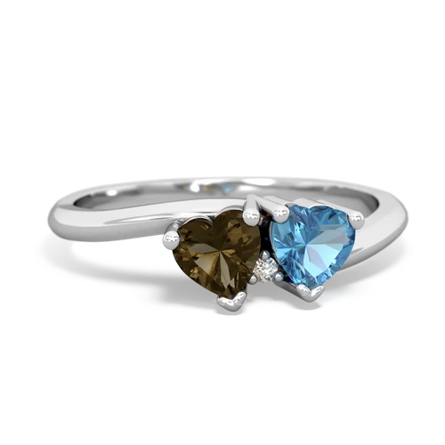 smoky quartz-blue topaz sweethearts promise ring