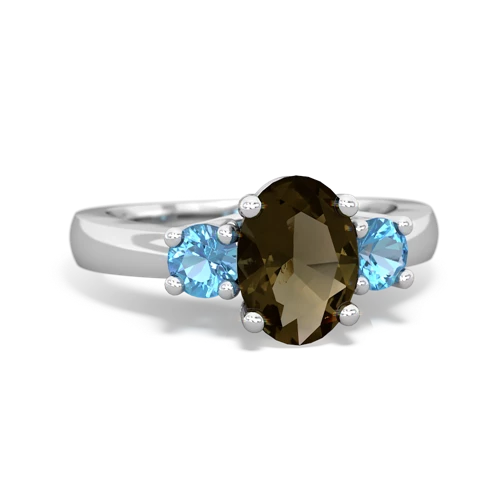 smoky quartz-blue topaz timeless ring