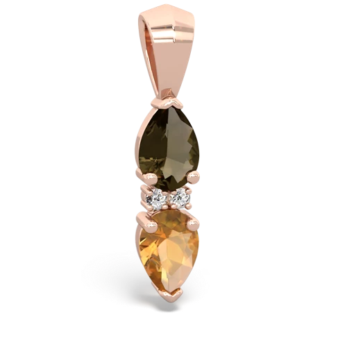 smoky quartz-citrine bowtie pendant