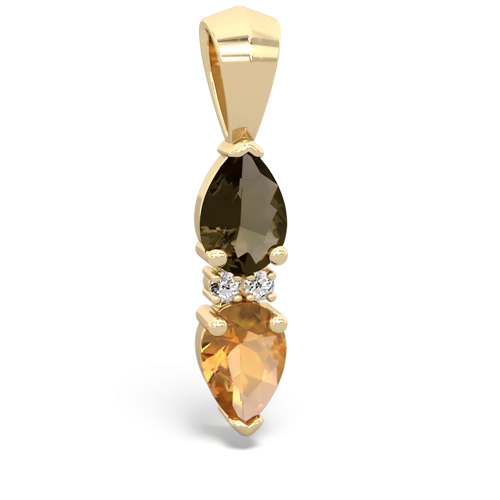 smoky quartz-citrine bowtie pendant