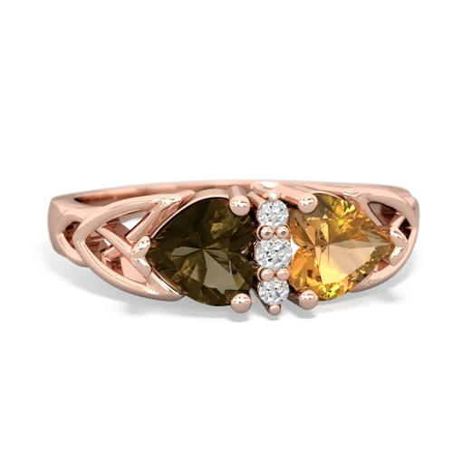 smoky quartz-citrine celtic ring