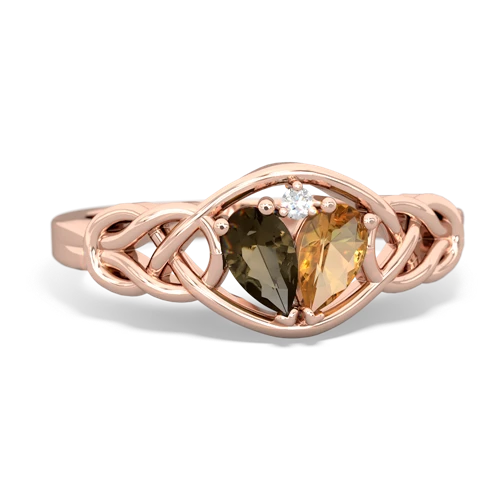 smoky quartz-citrine celtic knot ring