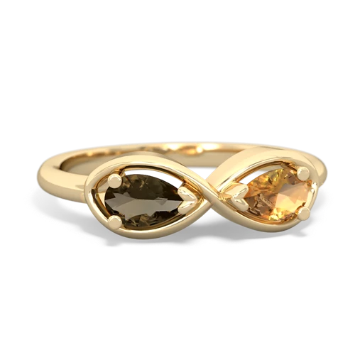 smoky quartz-citrine infinity ring