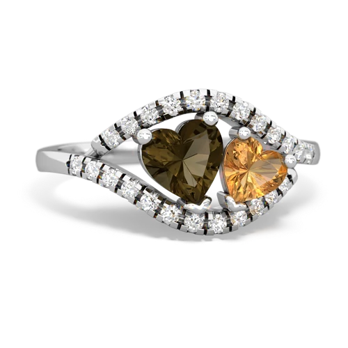 smoky quartz-citrine mother child ring