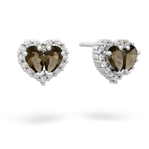 smoky quartz halo-heart earrings