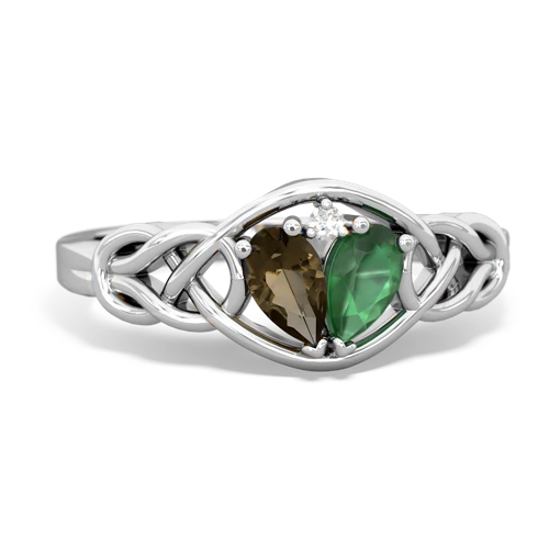 smoky quartz-emerald celtic knot ring